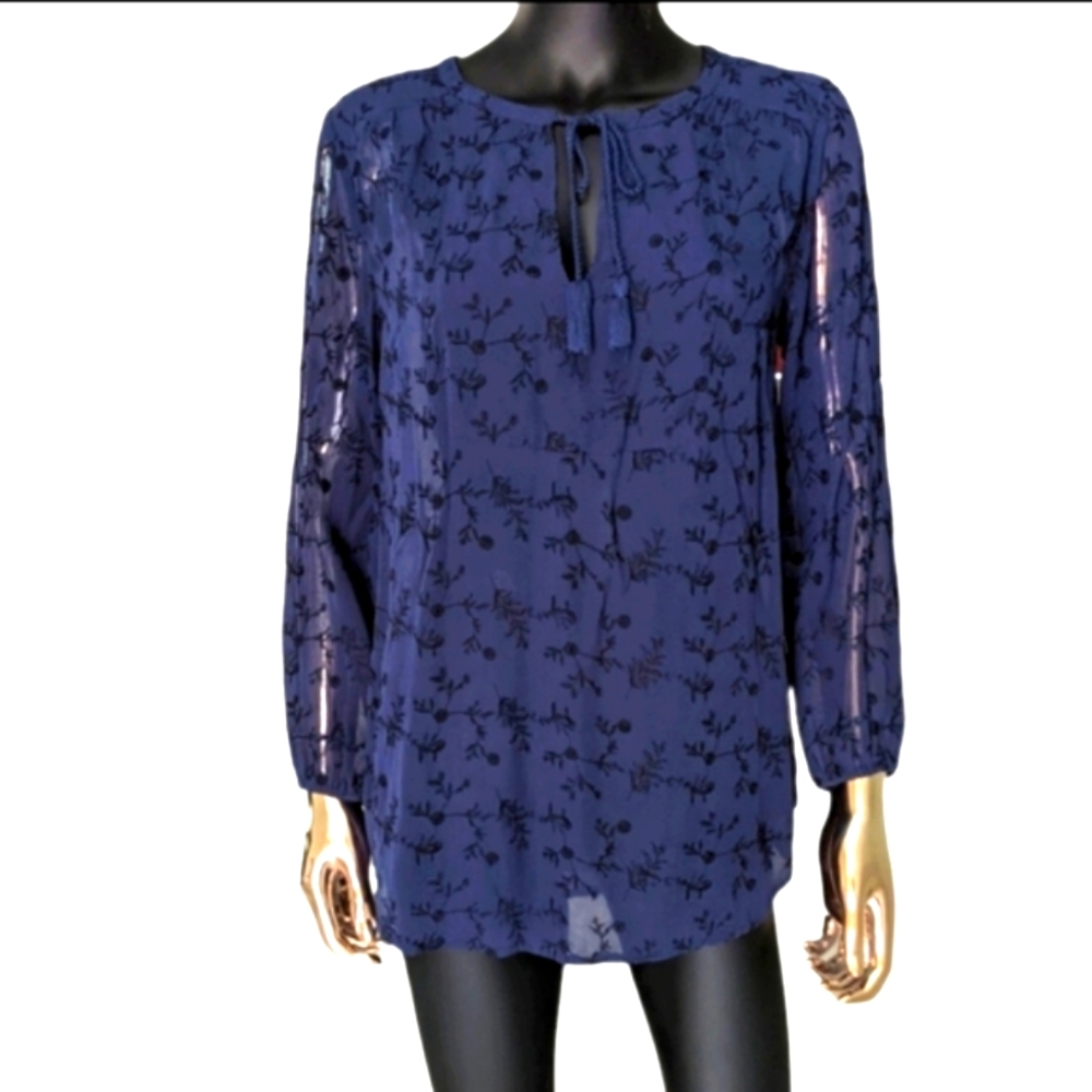 ⭐ LUCKY BRAND FLORAL Embroidery LONG SLEEVE TOP BLOUSE Tunic